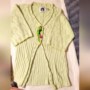 Storybook Knits Size Small Green Beaded Sweater